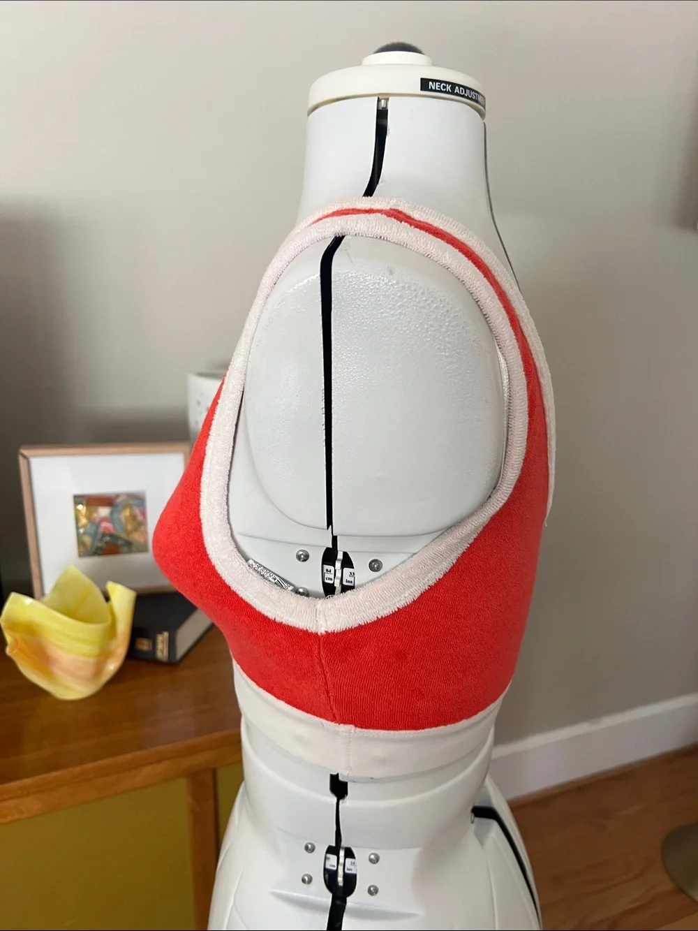Zara Red and Cream Terry Bralette with Keyhole